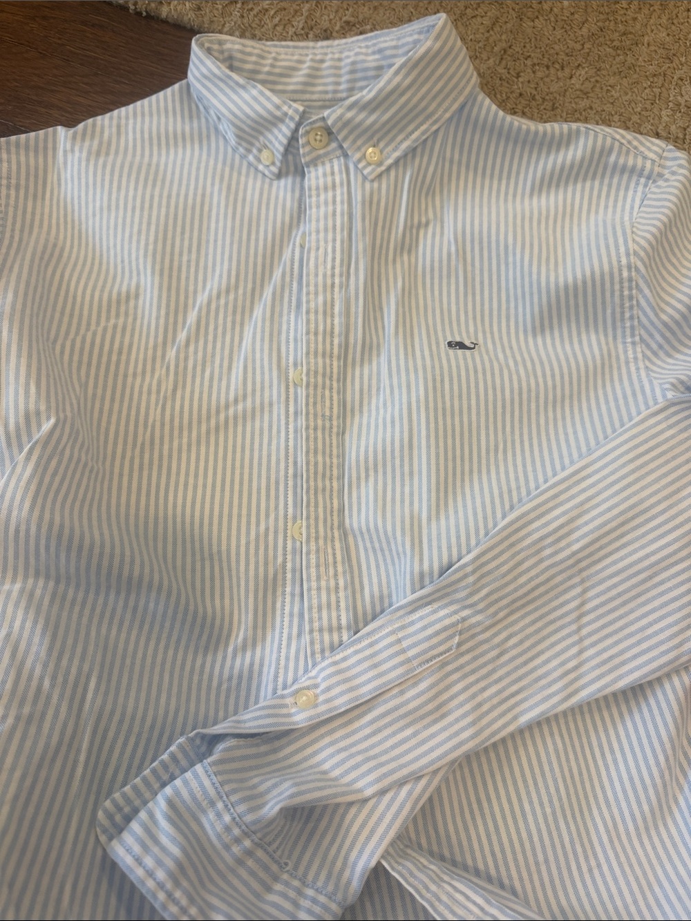Vineyard Vines boys Light Blue & White Striped Button-Down Shirt